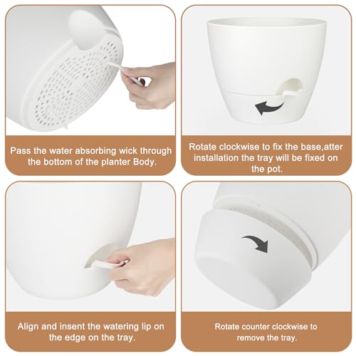 QRRICA 7/7.5/8/9/10 Inch Self Watering Pots for Indoor/Outdoor Plants - color: Pure White, size: 10/9/8/7.5/7 inch