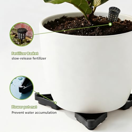 Li&Zhao 20pcs Pot Feet with 5pcs Fertilizer Cages, Plant Stand Risers for Indoor Outdoor Planters, Ceramic Pot Feet and Plant Stand Support for Gardening, Durable Pot Feet for Outdoor Planters (Black) - color: 1-black