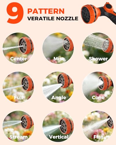 90FT Retractable Garden Hose Reel 5/8 Inch, Heavy Duty Wall Mounted Hose Reel with 9-Pattern Nozzle, Automatic Slow Return & Any-Length Lock, 180° Swivel UV Resistant for Lawn & Car Wash - size: 5/8inch 90ft