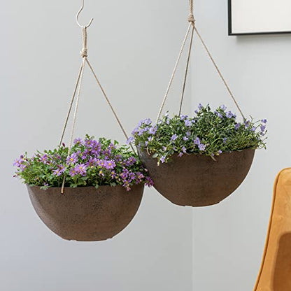 LA JOLIE MUSE Hanging Planter Baskets for Outdoor Plants, Set of 2, 13 Inch - color: New Iron Color