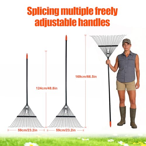 Rake for Leaves,23.2" Wide Gardening Leaf Rake for Lawns - style: 24 Metal Tines