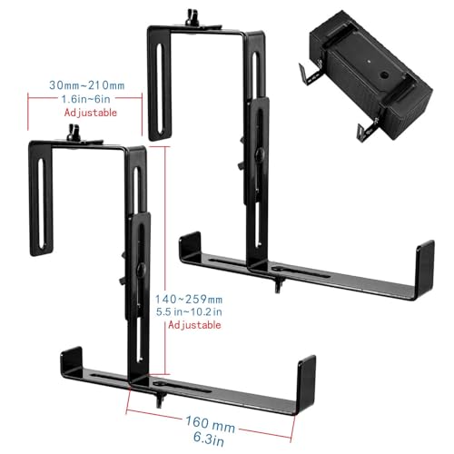 Leinuosen 8 Pcs Adjustable Window Boxes Brackets Planter Box Bracket Heavy Duty Deck Railing Hanging Flower Stand for Windowsill Garden Fence Balcony (Black) - color: Black
