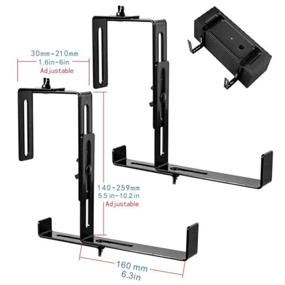Leinuosen 8 Pcs Adjustable Window Boxes Brackets Planter Box Bracket Heavy Duty Deck Railing Hanging Flower Stand for Windowsill Garden Fence Balcony (Black) - color: Black