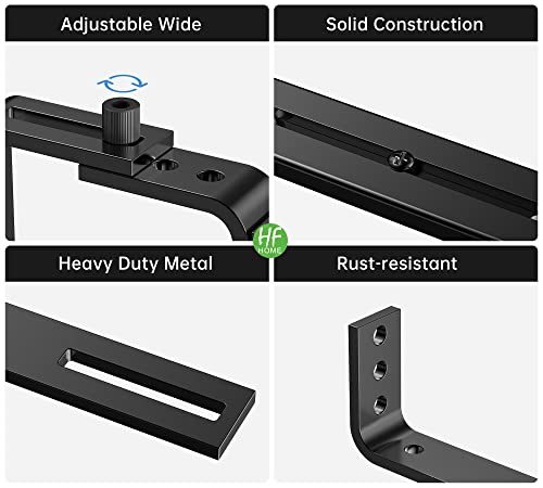 HFHOME 4PCS Adjustable Planter Window Box Planters Hanging Flower Box Holders Brackets, Heavy Duty Wall Mount Holder for Windowsills, Garden, Fences, and Balcony - Black - size: Set of 4 - Black
