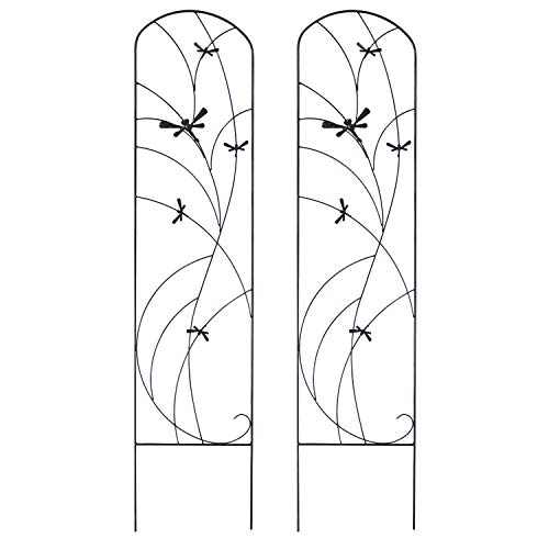 Sunnydaze 56" Black Metal Garden Trellis for Climbing Plants, 2-Pack - style: Dragonfly Delight - 56"