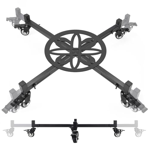 Heavy Duty Plant Caddy with Wheels, Adjustable 22.8-31.9" Diameter Rolling Plant Stand for Indoor/Outdoor, Plant Dolly with 4 Lockable Swivel Casters, Metal Planter Base for Large Pots up to 250 lbs