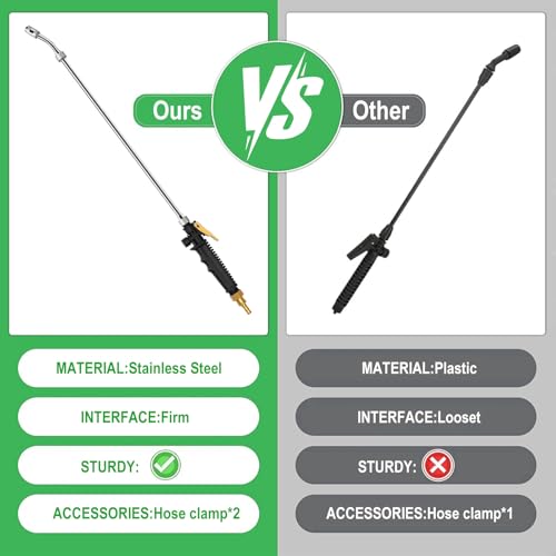 29 Inches Sprayer Wand,1/4" & 3/8" Brass Barbs Sprayer Wand Replacement, Stainless Steel Replacement Sprayer Wand with Shut off Valve & 2 Hose Clamps (1/4" & 3/8" Barb Sprayer Wand) - color: 29 Inches Sprayer Wand - 1/4" & 3/8" Barb