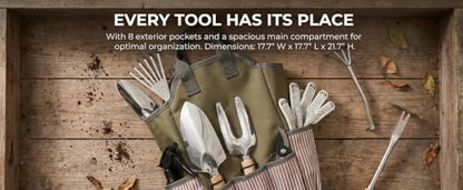 Multi-Pocket Gardening Tool Tote Bag Canvas Garden Organizer with Large Capacity Pouch Durable Tool Carrier for Yard & Patio - color: Cloth-Bag