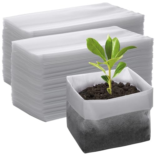 GREANER 200 PCS Nursery Bags for Plants, 11"x11.8" Biodegradable Plant Starter Bags, Aeration Grow Bags Seedling Pots Container for Plant, Seedling, Flower, Potato, Tomato Plant Starts - size: 11"x11.8"/200pcs