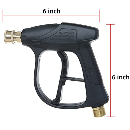 Sooprinse High Pressure Washer Gun 3000 PSI Max, Power Washer Short Gun with 1/4 Inch Quick Connector, M22-14 - color: Dark Black