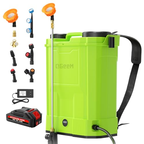 QGeeM 5.3 Gallon Battery Powered Backpack Sprayer, 21V 2.6Ah, 100 PSI Max