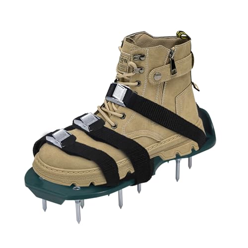Aeration Shoes for Lawn Aerator Shoes with Metal Buckl, Shoe Spikes for Grass, Heavy Duty Aerating Shoes for Lawn Patio Garden - One Size Fits All