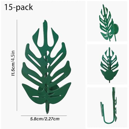 15 Pack Plant Vine Wall Clips - Durable Iron Support Hooks for - color: Green