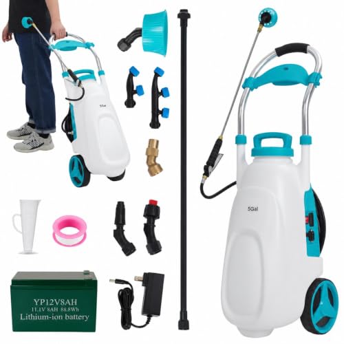 5.3 Gallon Wheeled Battery Sprayer, 12V 8Ah for Lawn & Garden - size: 5.3 Gal
