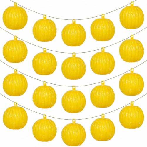 Qualirey 20 Pcs Sticky Fruit Fly Trap Ball Adhesive Fly Catching Ball Sticky Glue Fly Gnat Wasp Hornet Mosquito Bugs Flying Insects Trap Ball Traps (Yellow) - color: Yellow, size: Flat Top