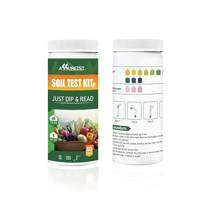 2‑in‑1 Soil pH and Nitrogen Test Strips, 50 Count, Home Garden Lawn Plant Soil Test Kit, Quick Reference Testing for Vegetables, Flowers, Farm & Backyard Gardening, Easy‑to‑Read Color Chart