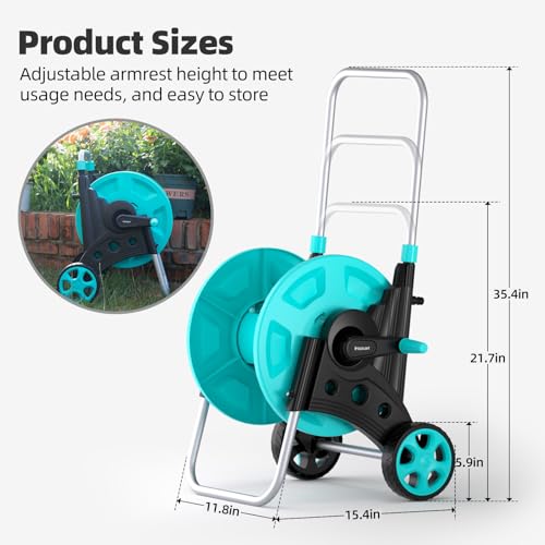 Garden Hose Reel for Outside,Hold Up to 100 ft of 5/8’’ Hose - size: 5/8 80FT-100FT