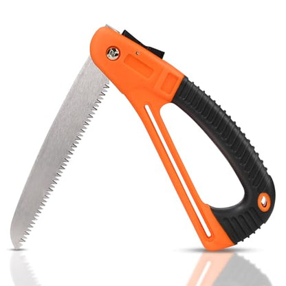 Folding Hand Saw - Heavy Duty Pruning Saw with SK5 Curved Blade,Folding Camping Saw for Trees Wood Cutting Camping Gardening Work, Hiking, Landscaping, Tree Trimming
