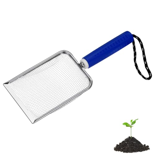 M METERXITY 1-Pack Gardening Soil Sifter, 2.8 mm Mesh Stainless Steel Portable Gardening Sifter with Soft Handle for Sand/Dirt/Rock Compost [White, Blue] - color: White, Blue, size: 2.8X2.8mm