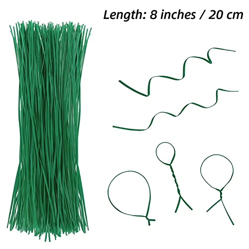 Plant Twist Ties - 8'' Plant Ties for Climbing Plants, Pack of 100, Green