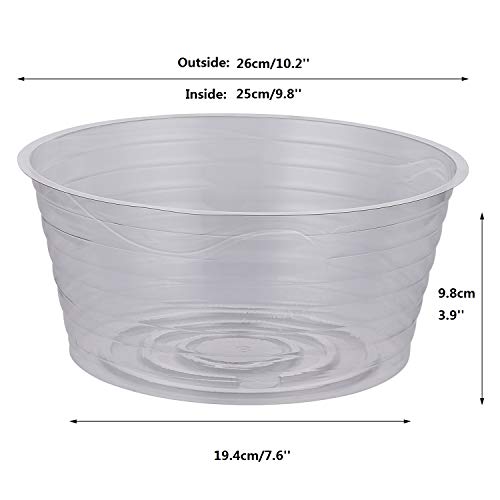 Idyllize 10 Pieces of 10 Inch Clear Thin Deep Plastic Plant Saucer Drip Tray for Pots (10'') - size: 10''
