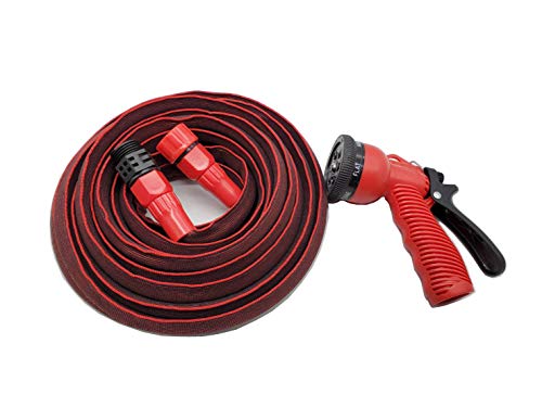 PCCONNECT 12.5ft -25ft Lightweight, Expandable garden water hose + Garden nozzle (Six type)