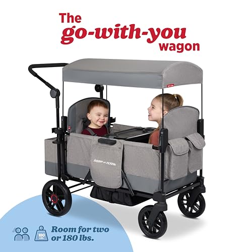 Radio Flyer Pathfinder 2-Seat Stroller Wagon, for Kids 6+ Months, UV Canopy - size: 2 Seats