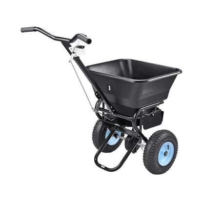 VEVOR Broadcast Spreader 15 lbs Capacity Hopper Walk-Behind Push Spreader | For Lawn & Garden Small Home Use, 9.8 ft Spreading Width, 10" All-Terrain Tires, Adjustable Flow Control for Fertilizer Seed