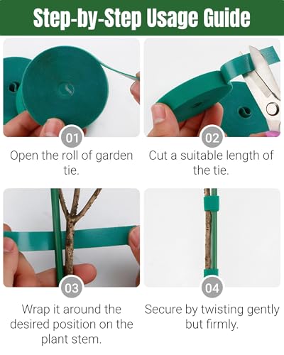 32.8 Ft Green Garden Tie, Twist Ties for Plants 1/2", Reusable Adjustable Plant Tape, Garden Ties for Climbing Plants, Plant Supports for Tomato Vines Peppers Rose Bushes Indoor Outdoor (1 Roll) - size: 1 Roll