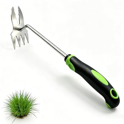 NICENINE Weed Puller Tool, 2-in-1 Bionic Jaw Garden Weeder, 14 Inch Stainless Steel Hand Held Root Removal Tool for Vegetable Gardening and Backyard Farm Planting
