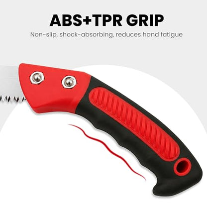 AGRICUT 10.6" Hand Pruning Saw - Tree Saw Curved with Saw Sheath Non-Slip Comfort Grip for Tree Trimming Gardening