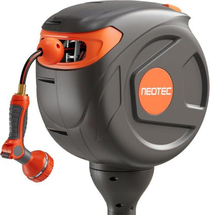 82 ft 1/2 Inch Retractable Garden Hose Reel Ground-Mounted Freestanding - size: 1/2inch 82ft