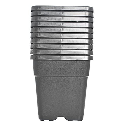 10-Pack 1.4 Gallon Square Plastic Garden Planter Pots Flower Seedling Container Fit for Indoor Outdoor Plants Seedlings Flowers Vegetables Black