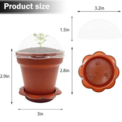 PURPLE STAR 1N 50 Packs Cupcake Plant Nursery Pots with Humidity Dome- Planting Containers Cups- Small Flower Pots with Trays & Lids for Indoor Outdoor Seedling Succulent Vegetable (Wine Red) - color: 50 Packs