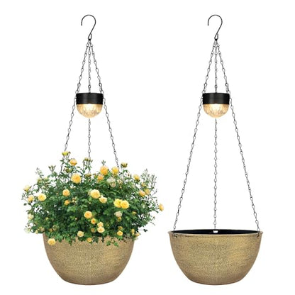 SUNNYPARK 2 Pack Solar Hanging Planters for Plants Outdoor - color: Copper