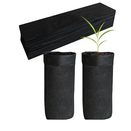 50PCS Deep Nursery Grow Bags, Black Plant Grow Bag for Starting Rooted Plants Vegetable, Flower, Seedling Tree Seedling Pots, 10" H Before Loading Soil - size: 10''H