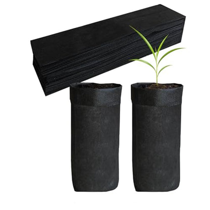 50PCS Deep Nursery Grow Bags, Black Plant Grow Bag for Starting Rooted Plants Vegetable, Flower, Seedling Tree Seedling Pots, 10" H Before Loading Soil - size: 10''H
