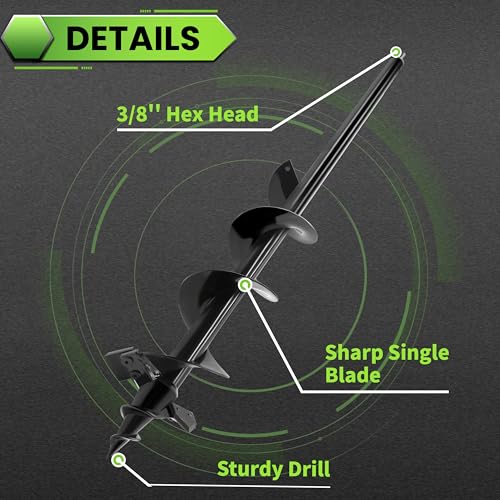 Auger Drill Bit for Planting - 4"X32" Heavy-Duty Auger Post Hole Digger for Fence- 3/8" Hex Drive Drill - size: 4"X32"(Upgraded)