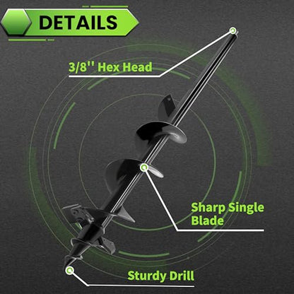Auger Drill Bit for Planting - 4"X32" Heavy-Duty Auger Post Hole Digger for Fence- 3/8" Hex Drive Drill - size: 4"X32"(Upgraded)
