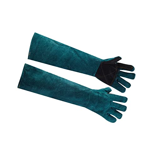 AOWPFVV Animal Handling Gloves Bite Proof for Dogs,Cats, 23.6in Large - color: Dark Green +Black Padding Size Large 23.6in