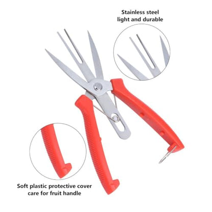 2 Pcs Pruning Shears, Stainless Steel Straight Pointed with Safety Lock, Red Ergonomic Handle,7.7Inch for Flowers Fruit Trees Small Branches Yard Maintenance