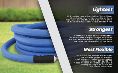 AG-Lite AL3425 3/4" x 25' Rubber Garden Hose with Brass Fittings - size: 3/4" x 25'