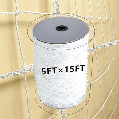 Heavy Duty Garden Trellis Netting, 5x15FT 152x457cm Polyester Plant Support Net, Flexible Mesh for Cucumber, Tomato, Bean Climbing Plants White