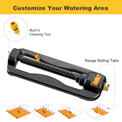 FANHAO Oscillating Sprinkler for Yard, Garden and Flower Beds, Covers Up to 3,600 sq. ft., Durable Lawn Sprinkler with 19 Precision Nozzles, Adjustable Range Watering System