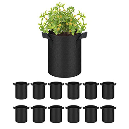 HealSmart 12-Pack 1 Gallon Nonwoven Grow Bags, Aeration Fabric Pots with Handles, Suitable for Garden Fruits, Vegetables and Flowers, Black - color: Black, 12 Pack, size: 1 Gallon