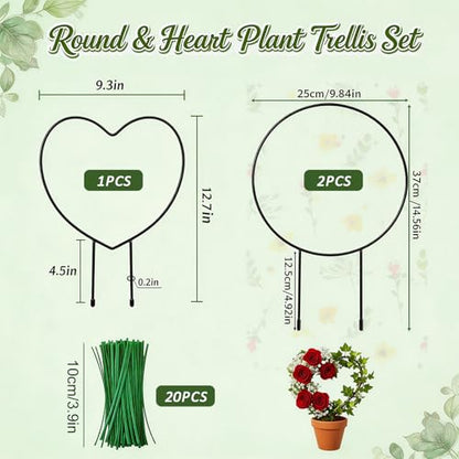 3 Pcs Hoya Trellis Set, Heart Shaped Plant Stand,