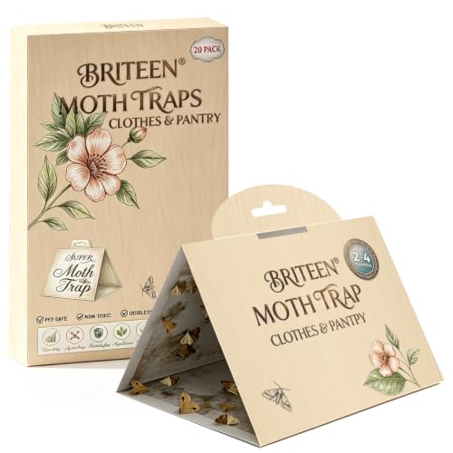 Pantry Moth Traps 20-Pack Indoor Moth Traps with Pheromones Sticky Adhesive Tool for Wool Closet Carpet Food and Cupboard