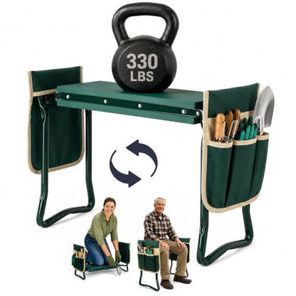 Garden Kneeler and Seat, Foldable Stool for Seniors with 2 Tool Pouches