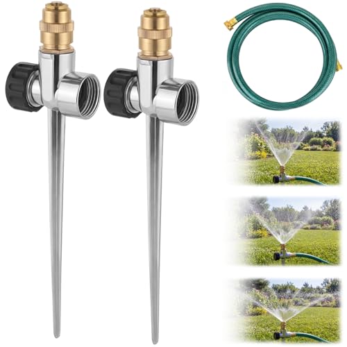 2 Pack Lawn Sprinkler with Hose, Metal Water Garden Sprinklers with Nozzle - style: Sprinkler with Hose