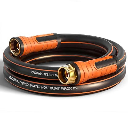 Short Garden Hose 10 ft x 5/8", Heavy Duty Small Flexible Water Hose, Kink Resistant Lightweight Hybrid Hose, Leakproof Yard Hose with Male to Female Fittings - color: Black, size: 10ft